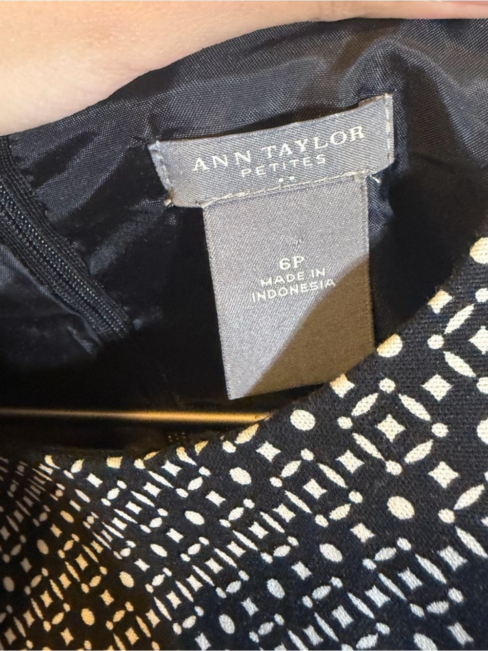 6P Ann Taylor Sleeveless Navy Blue and White Patterned Sheath Dress - Picture 4 of 4